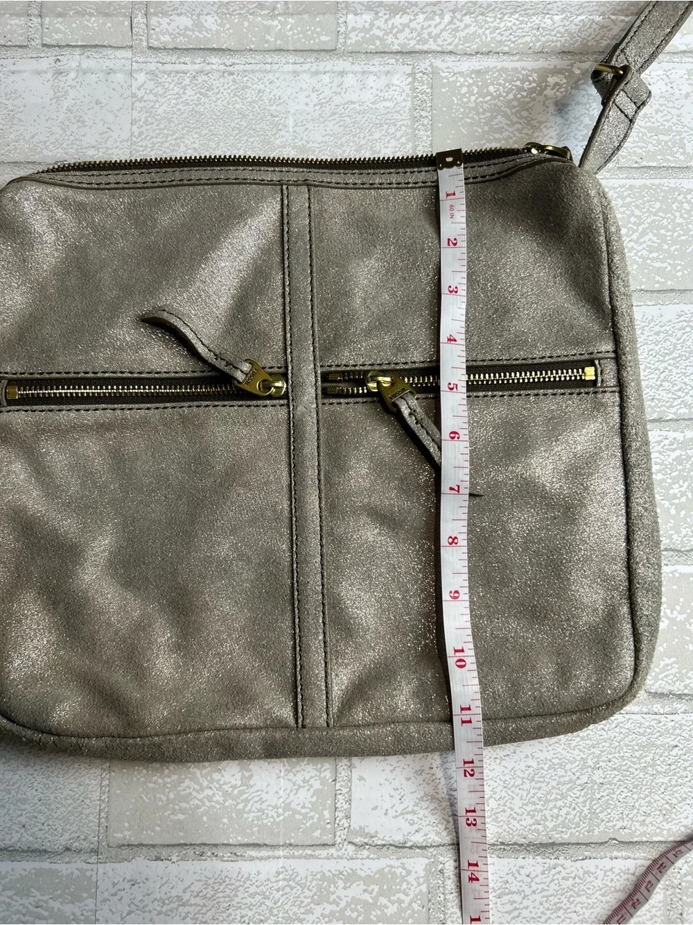 Fossil Women's Metallic Silver Shimmer Crossbody Bag - Minimalist Everyday Carry